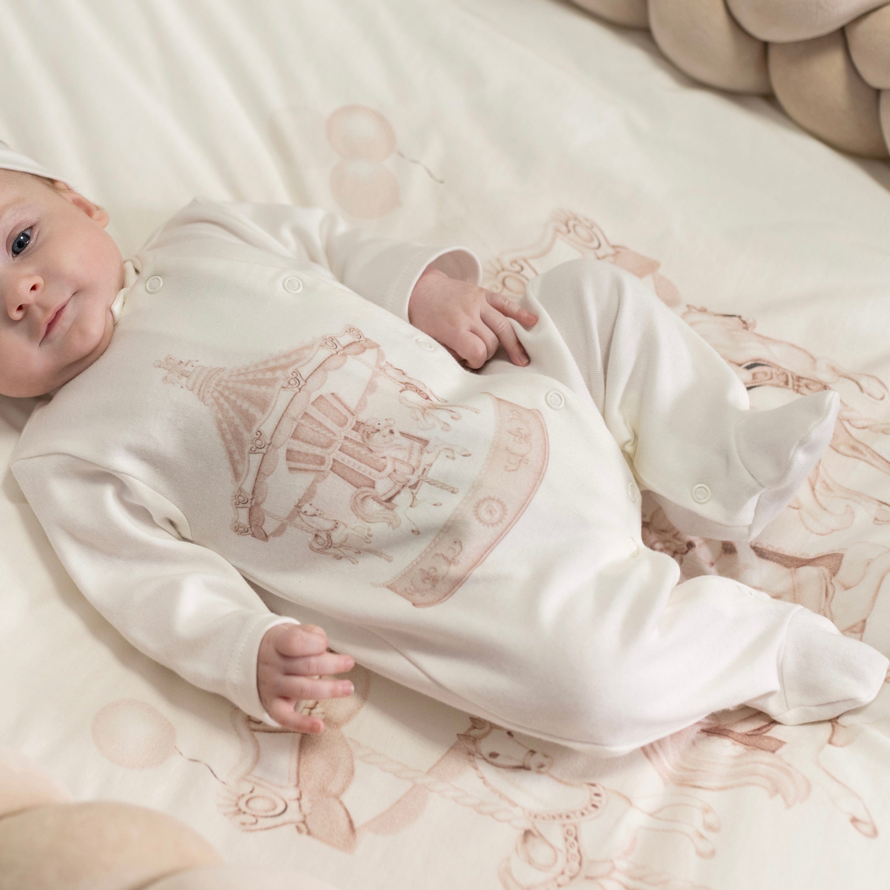 FIRST BABY Carousel Babygrow Beige
