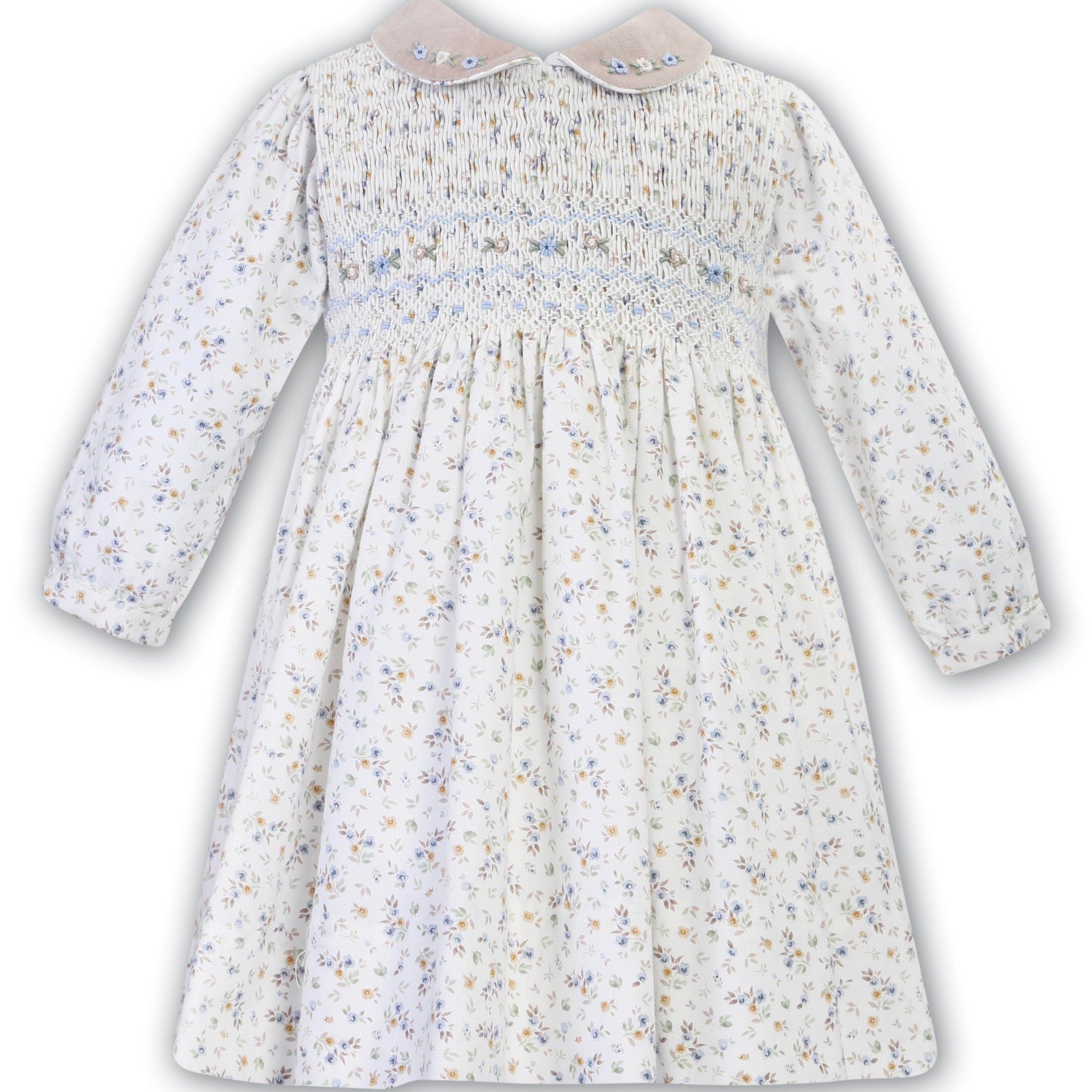 SARAH LOUISE -  Smocked Floral Dress - Ivory