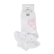 A DEE - Lenni Chic Chevron Broderie Anglaise Ankle Socks  - White