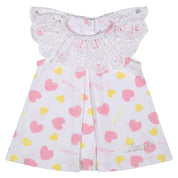 LITTLE A - Joanie Pastel Hearts Heart Print Dress - White