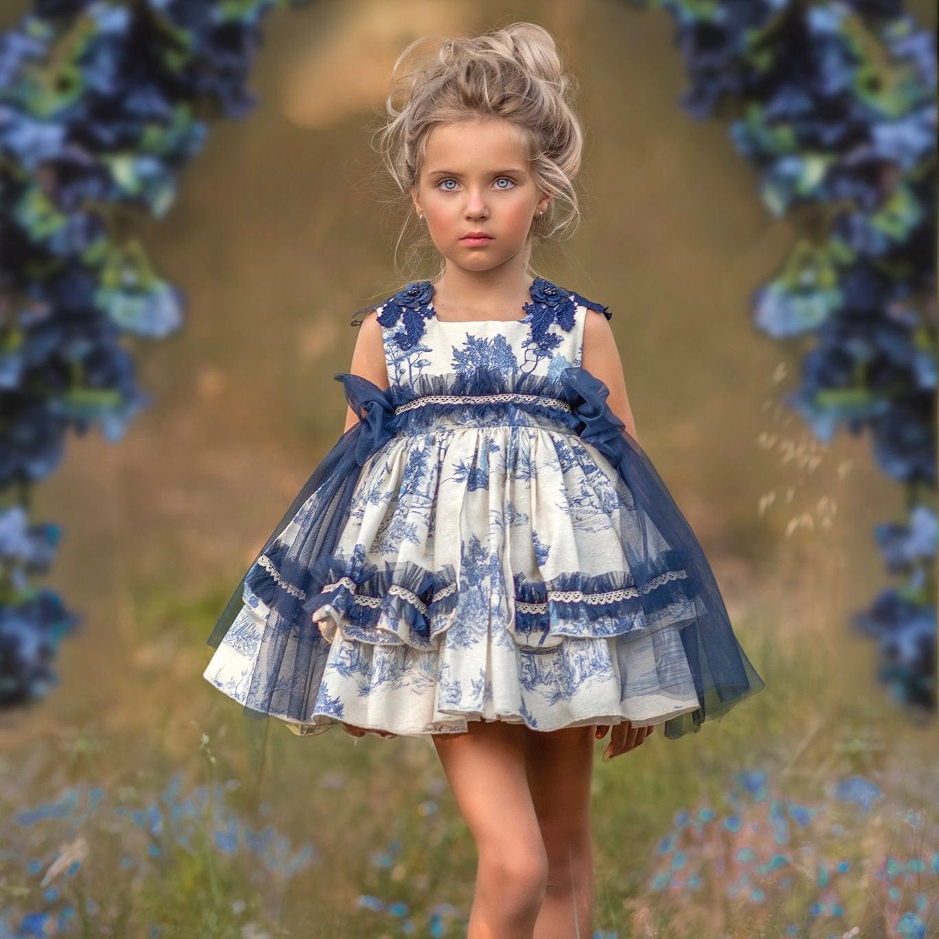 DUERME SAFILLA - Ivy Puffball Dress - Blue Bluebells Boutique DUERME SAFILLA - Ivy Puffball Dress - Blue Bluebells Boutique