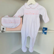 MAGNOLIA BABY - Alice Classics Smocked Babygrow - White