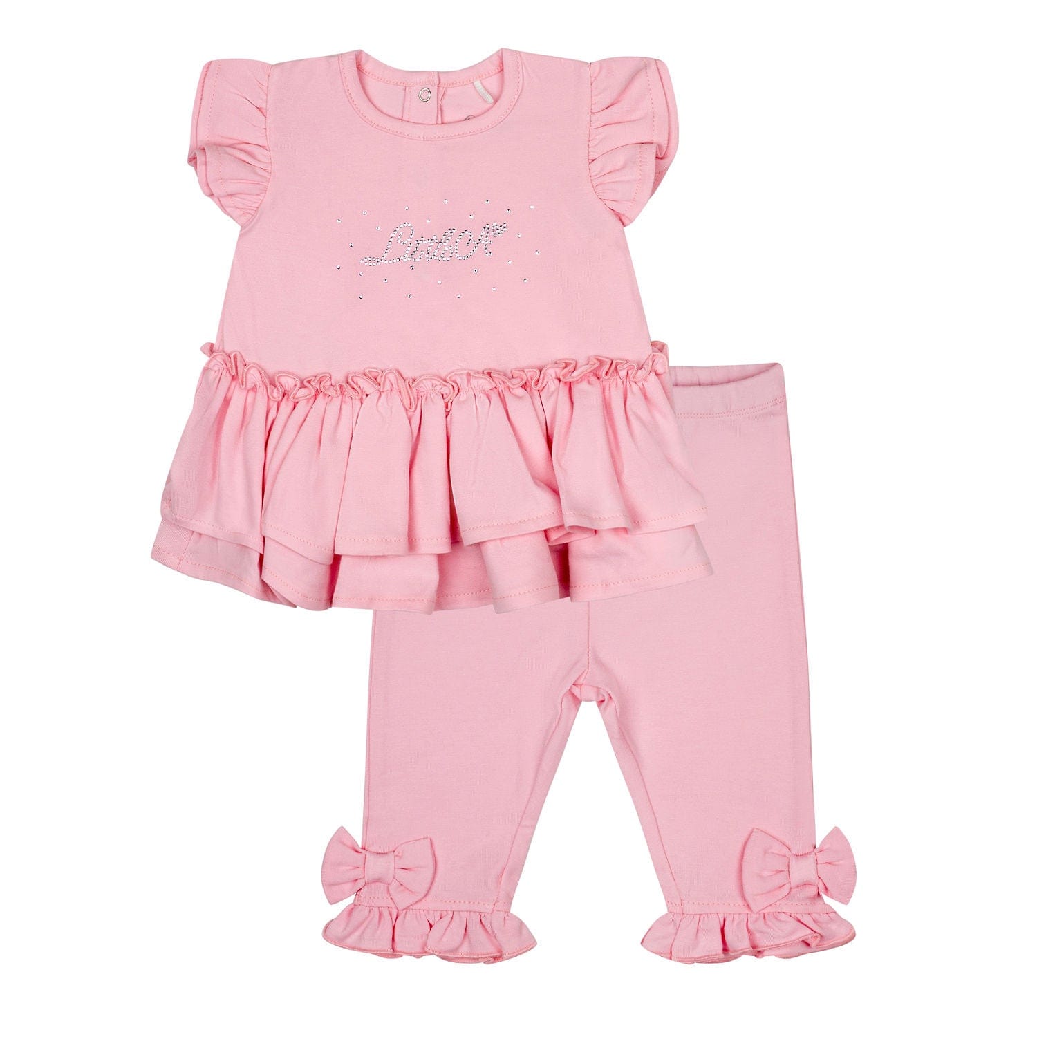 LITTLE A - Jackie Pastel Hearts Frill Legging Set - Pink