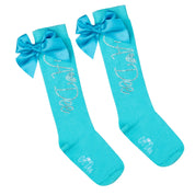 A DEE - Olsen Ocean Pearl Diamanté Knee High Socks - Aruba Blue