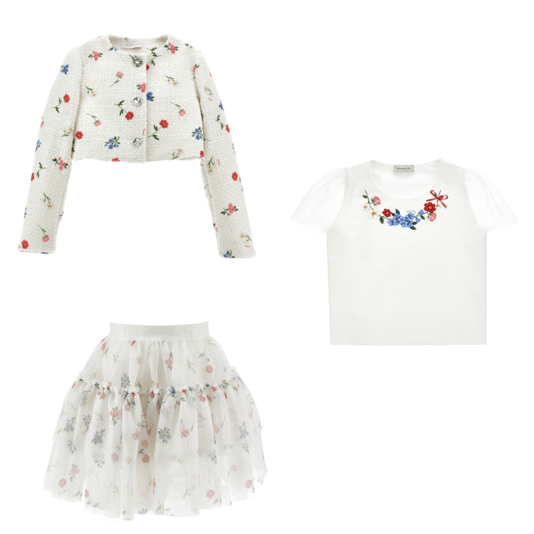 Monnalisa - Garden Party Camper Top & Lilac Flower Skirt