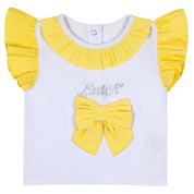 LITTLE A - Jazzy Pastel Hearts Poplin Jam Pant Set - Lemon