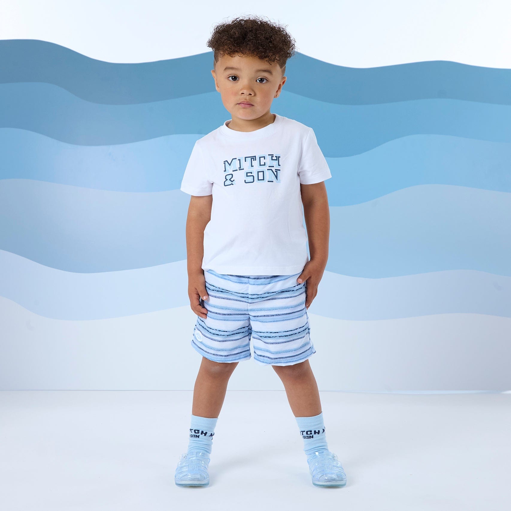 MITCH & SON - Frank Beyond Blue T Shirt & Swim Short Set - Sky Blue