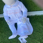 MAGNOLIA BABY - Alice Classics Smocked Babygrow - White