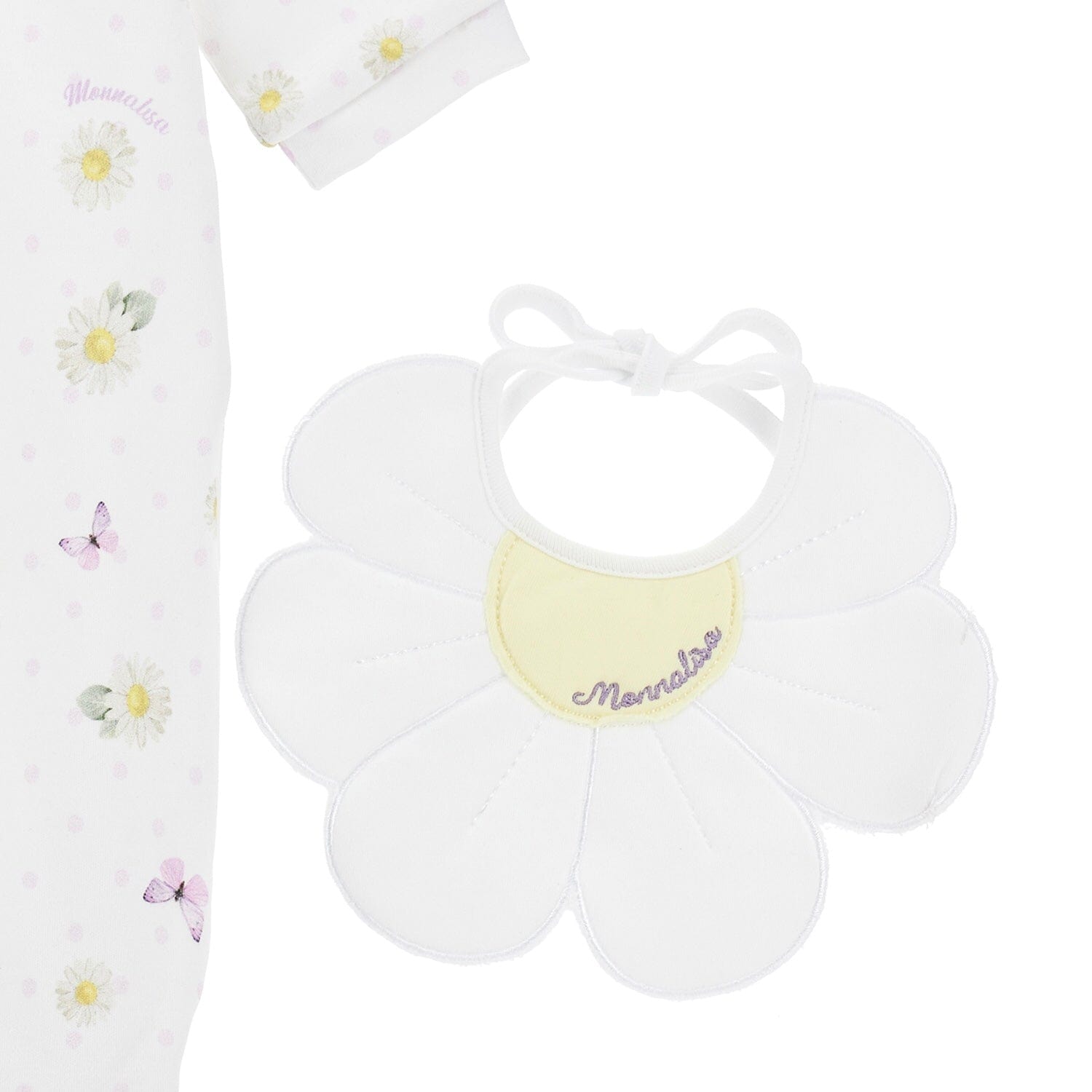 MONNALISA - Daisy Four Piece Babygrow Set  - White