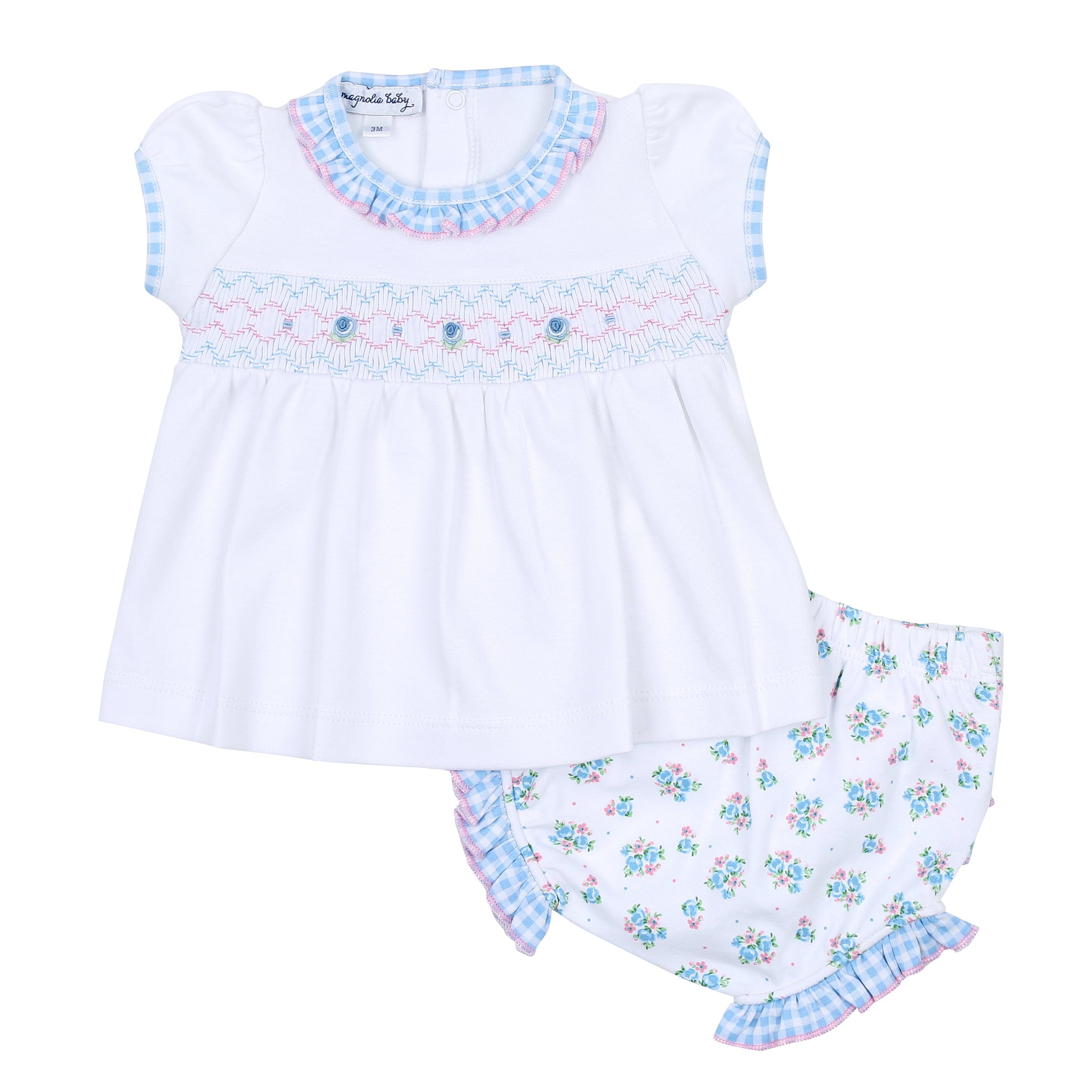 MAGNOLIA BABY - Anna’s Classics Ruffle Babygrow - Blue main image 1
