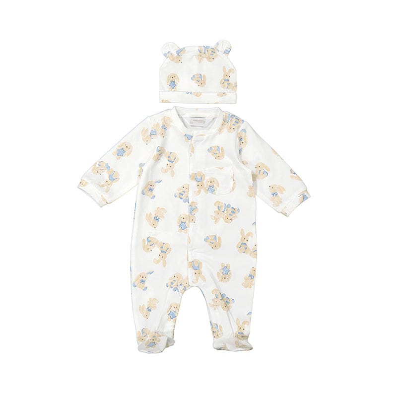 MAYORAL - Bunny Babygrow With Hat - Blue
