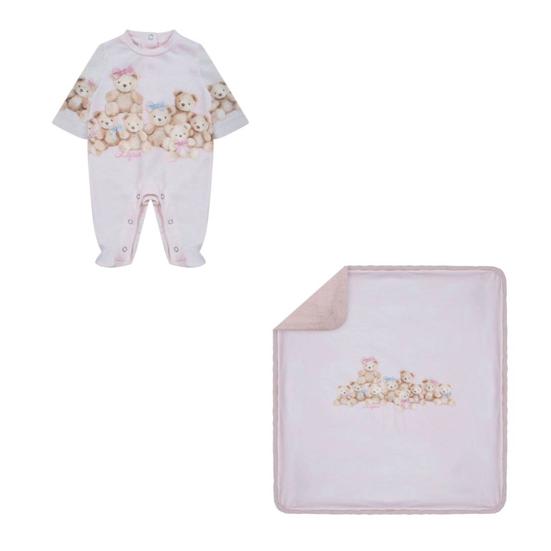 LAPIN HOUSE - Teddy Babygrow & Blanket Set - Pink