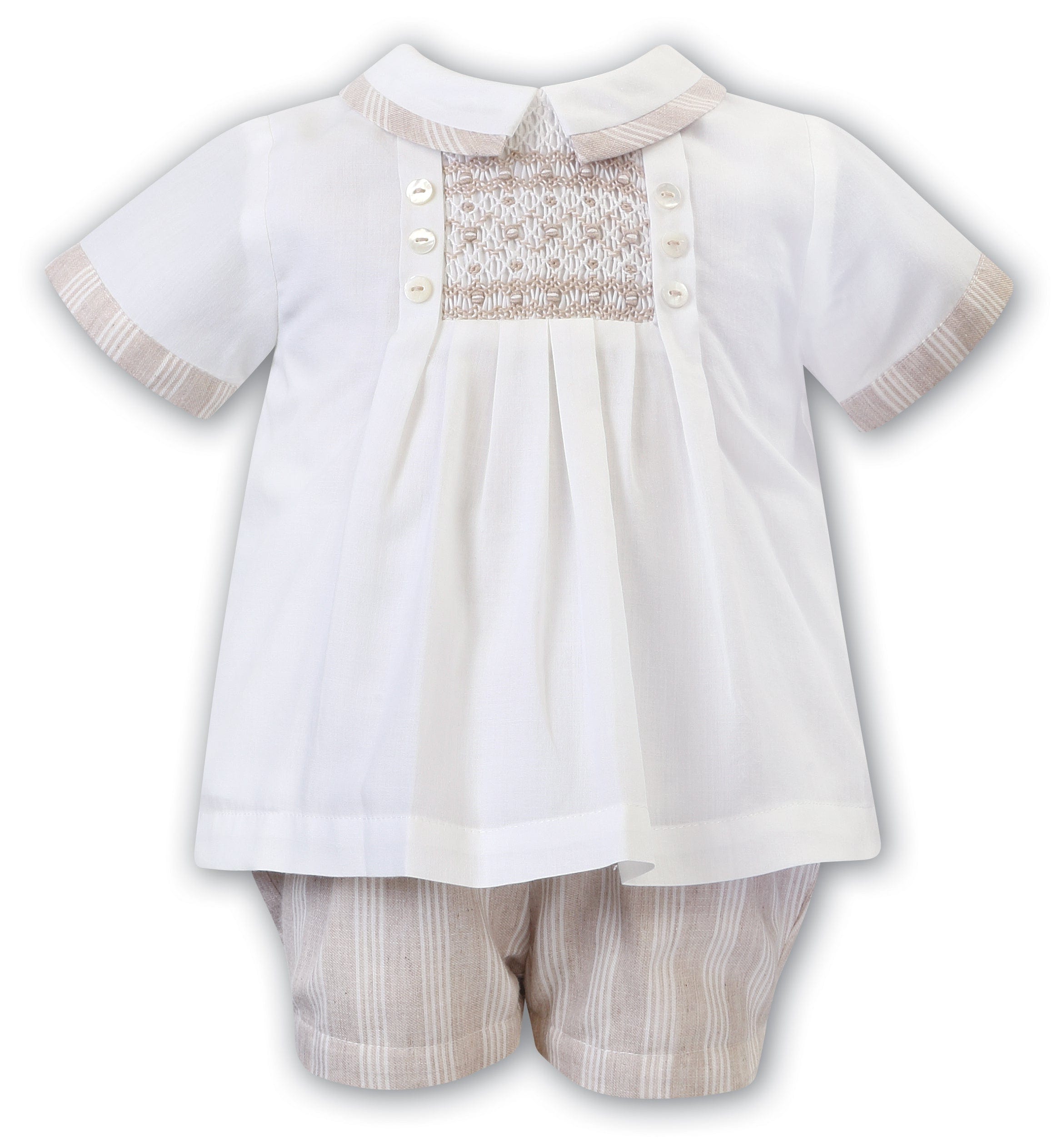 Sarah Louise Boys Red Smocked Short & Shirt Set main image 1