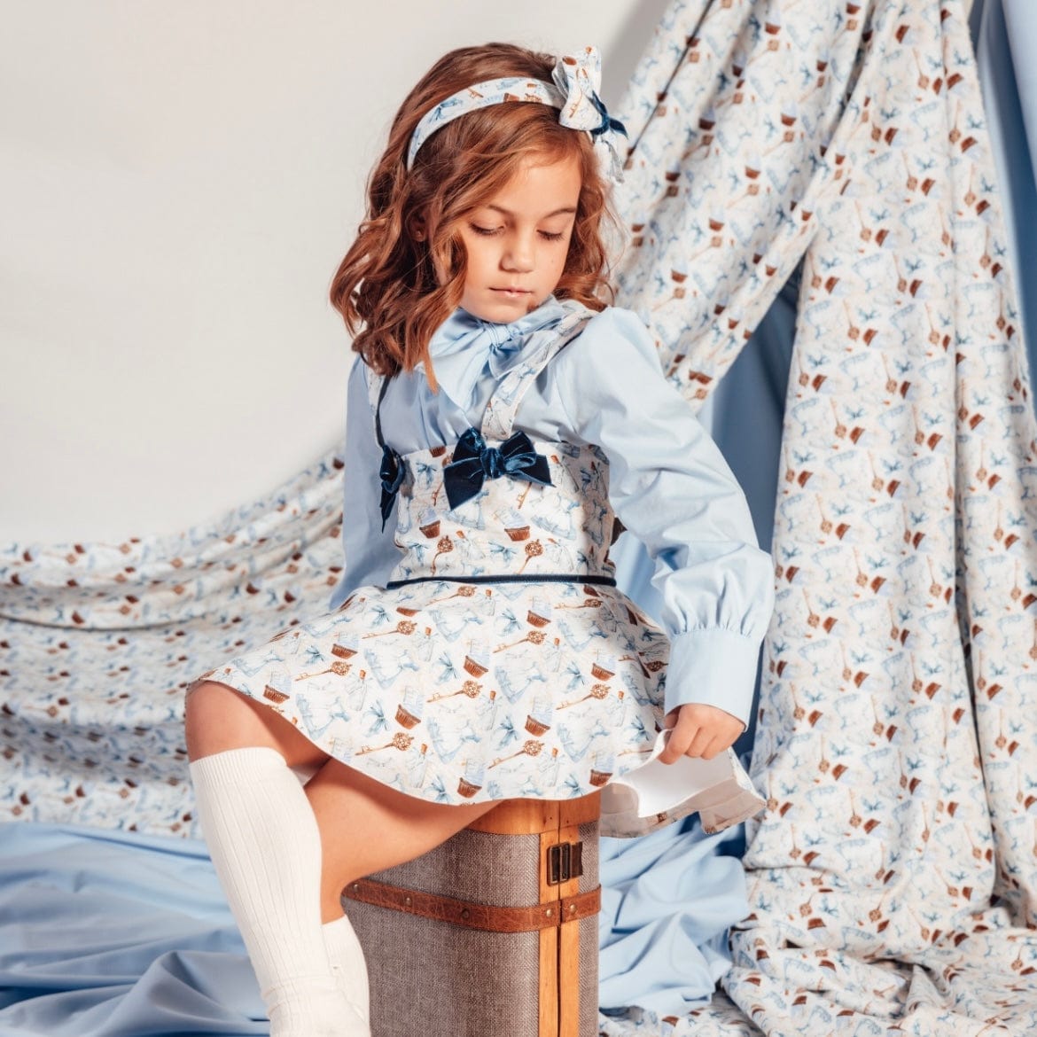BABINE - Puffball Frill Dress - Blue main image 0