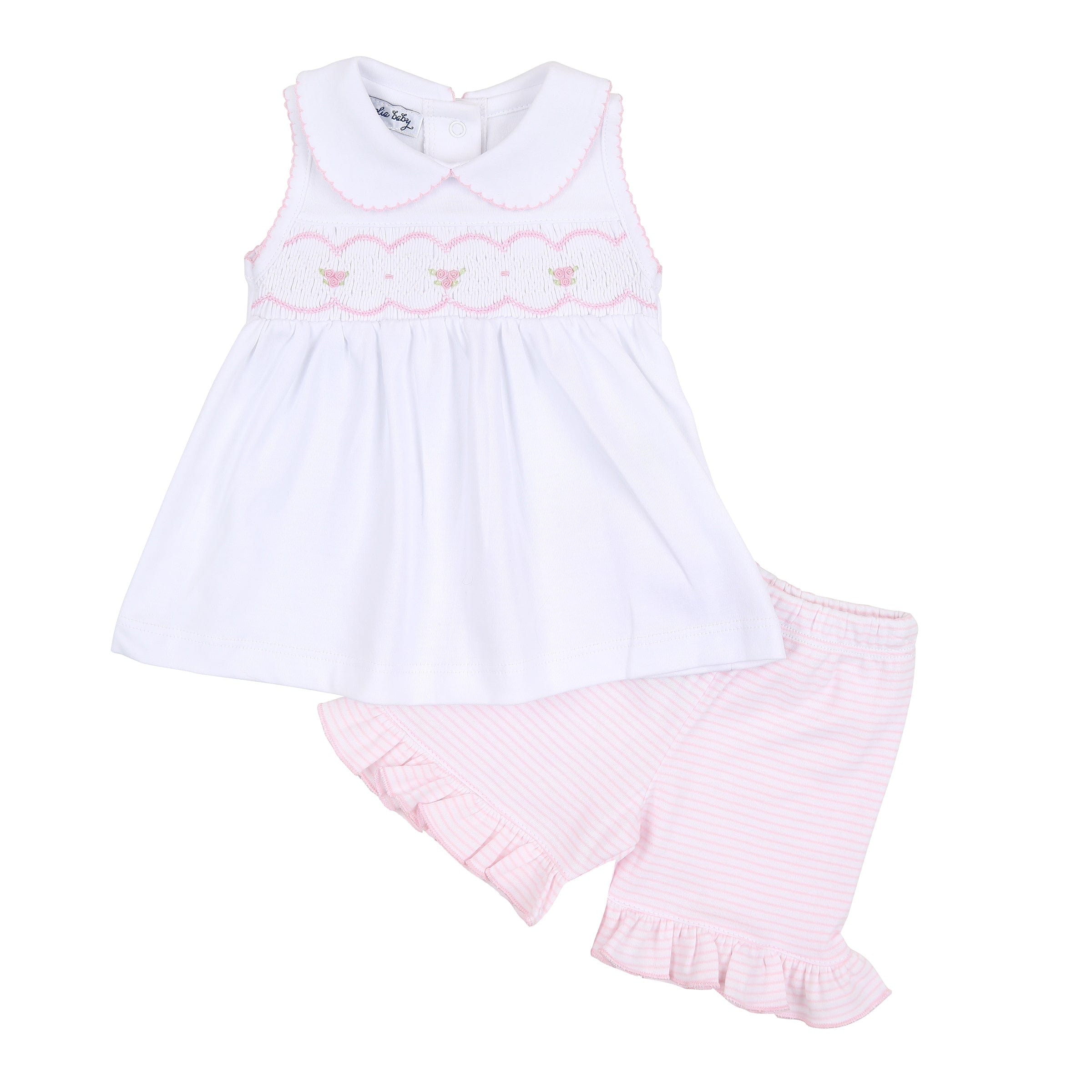 MAGNOLIA BABY - Anna Smocked Sleeveless Short Set - Pink