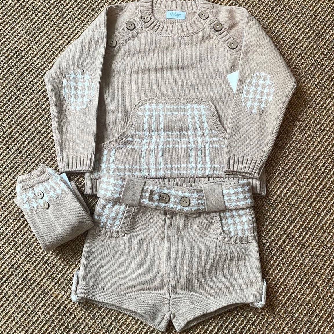 Rahigo - Three Piece Check Short Set -  Camel