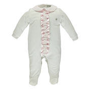 Piccola Speranza - Frill Detail Babygrow - White/Pink