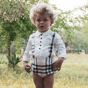 JOSE VARON - Check Short Set - Cream