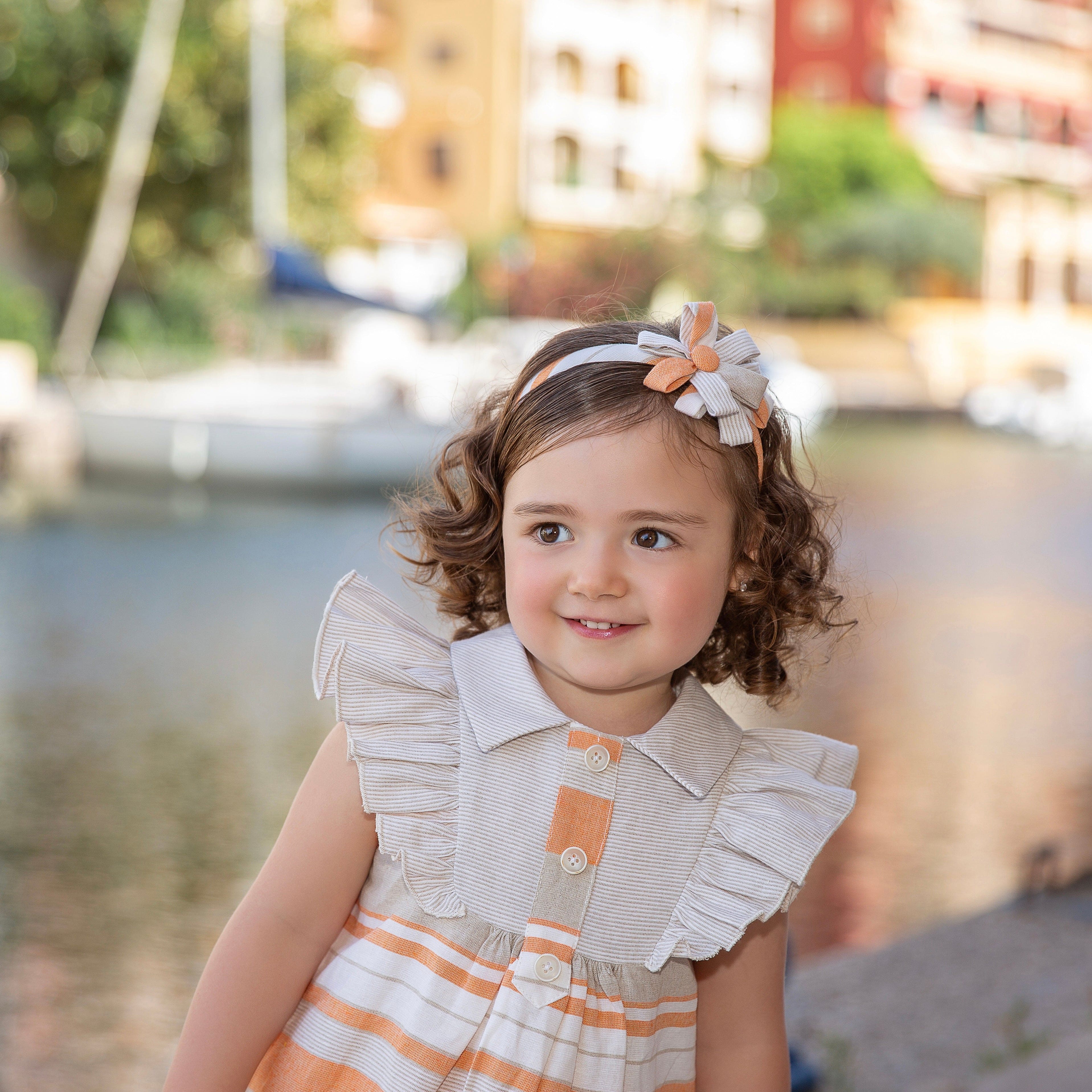 Meraki Bambini Baby Girls Rayas Dress - Orange. Children's