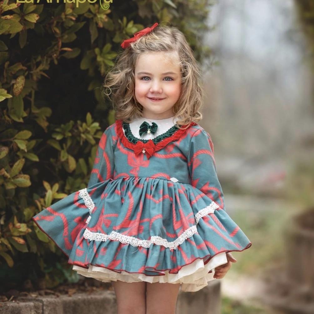 LA AMAPOLA - Cristel Baby Dress & Bonnet - Blue main image 0
