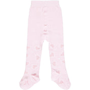 LITTLE A - Heart Print Tights - Pink