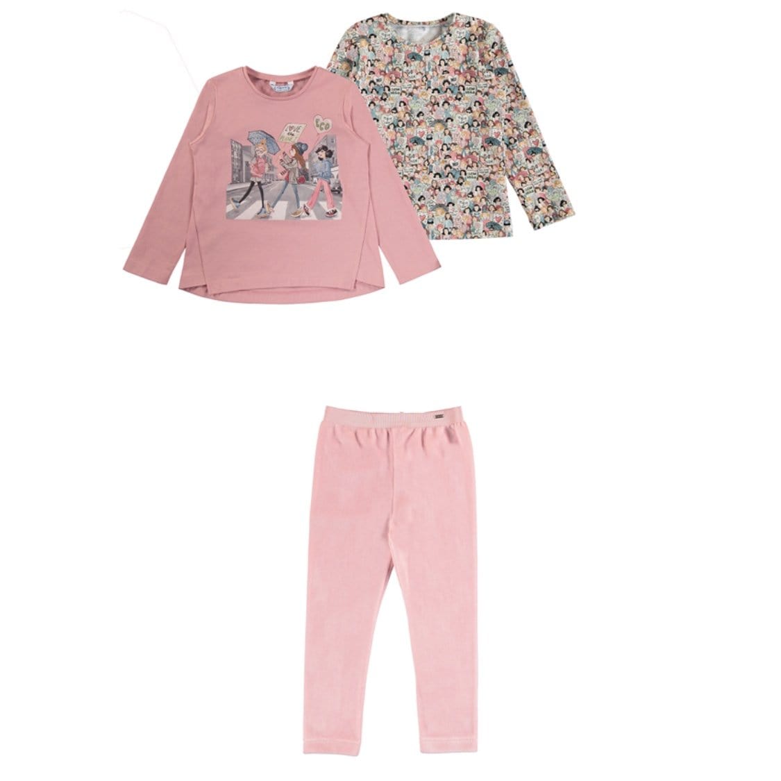 MAYORAL - Two Pack Top & Velour Legging Set- Blush