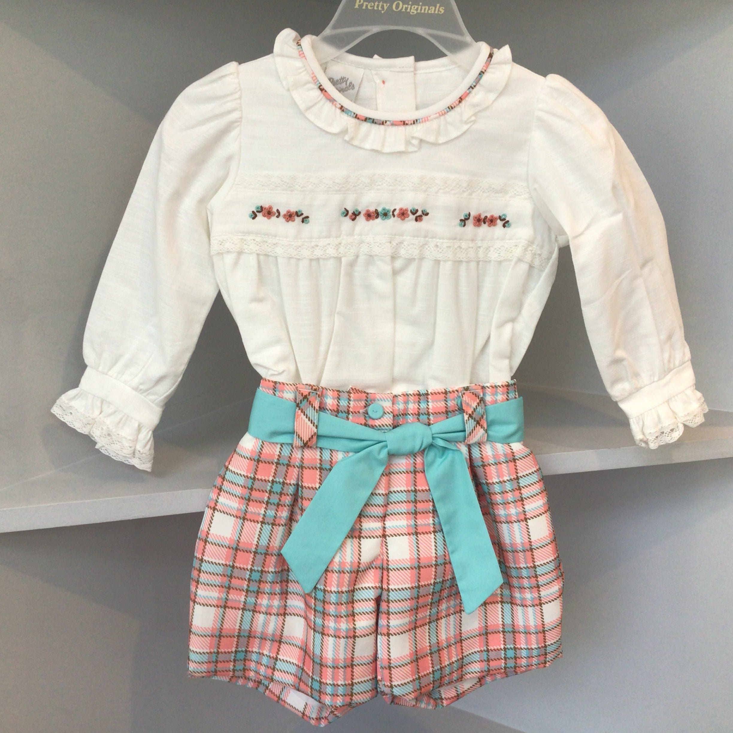 PRETTY ORIGINALS - Checked Short Set - Peach