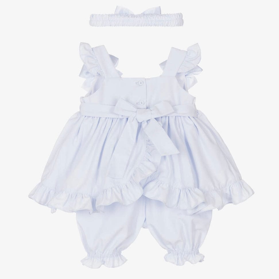 PRETTY ORIGINALS - Smocked Dress Set & Hairband  - Blue