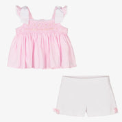 PRETTY ORIGINALS - Smock Short Set & Hairband - Pink