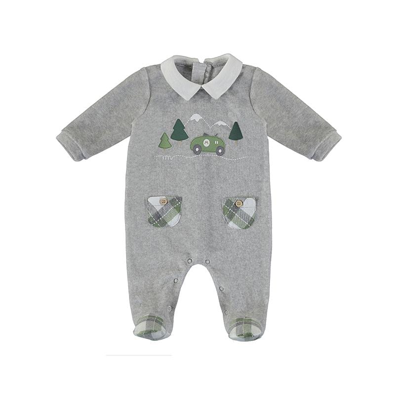 MAYORAL - Car Velour Romper - Grey