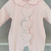 SOFIJA - Velour Diamanté Babygrow - Pink