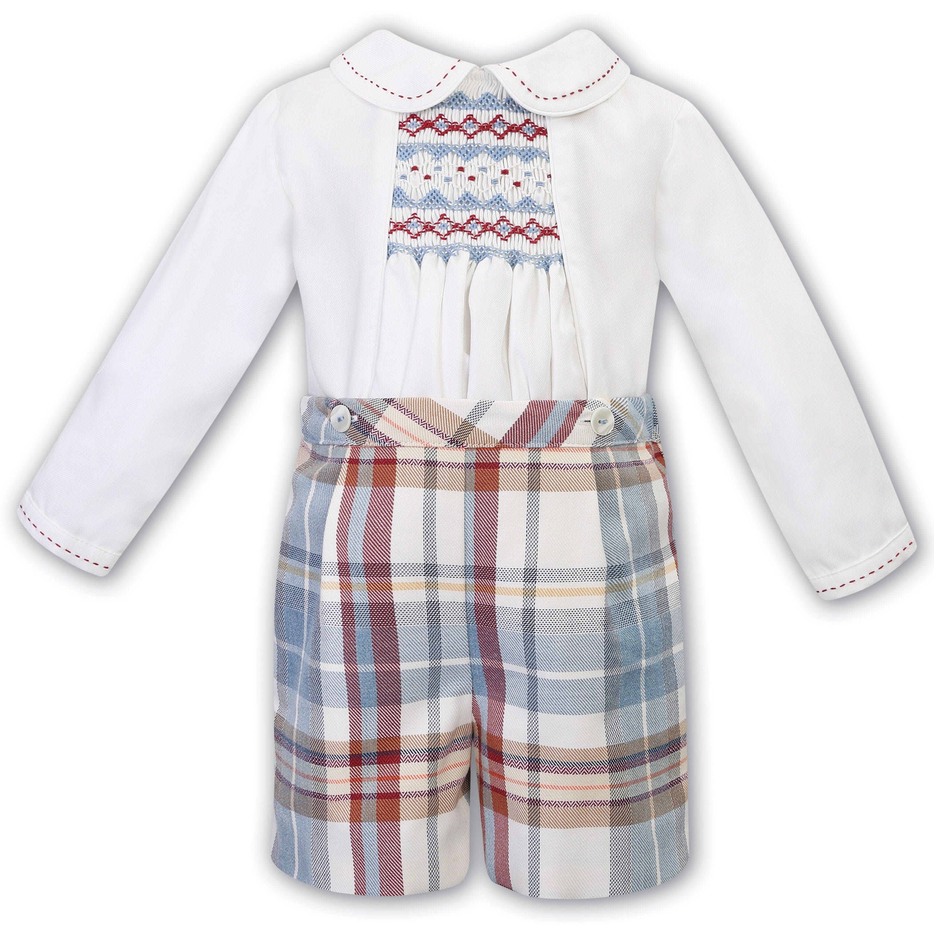 SARAH LOUISE -  Smock Check Short Set - Ivory