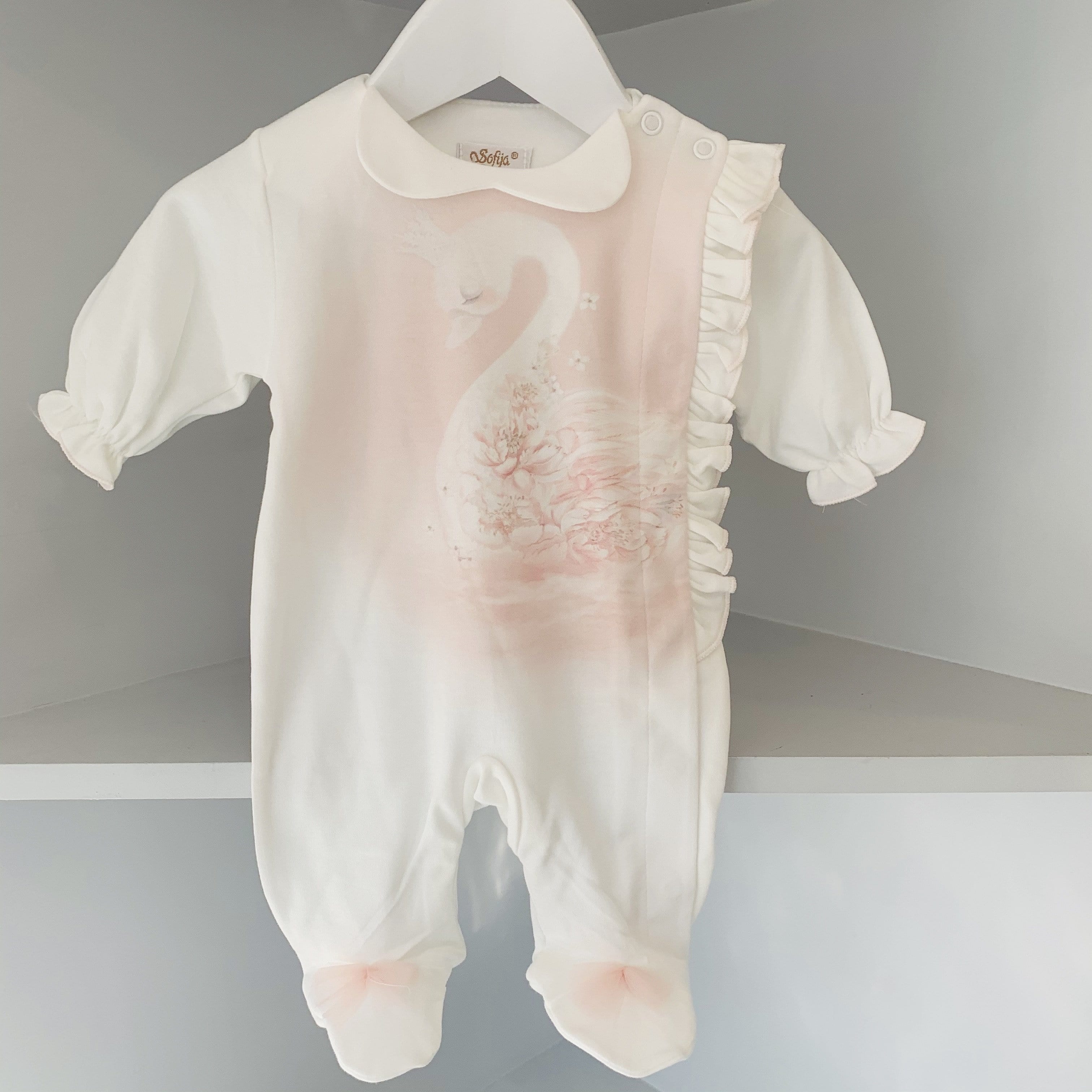 SOFIJA - Peter Pan Collar Swan Babygrow