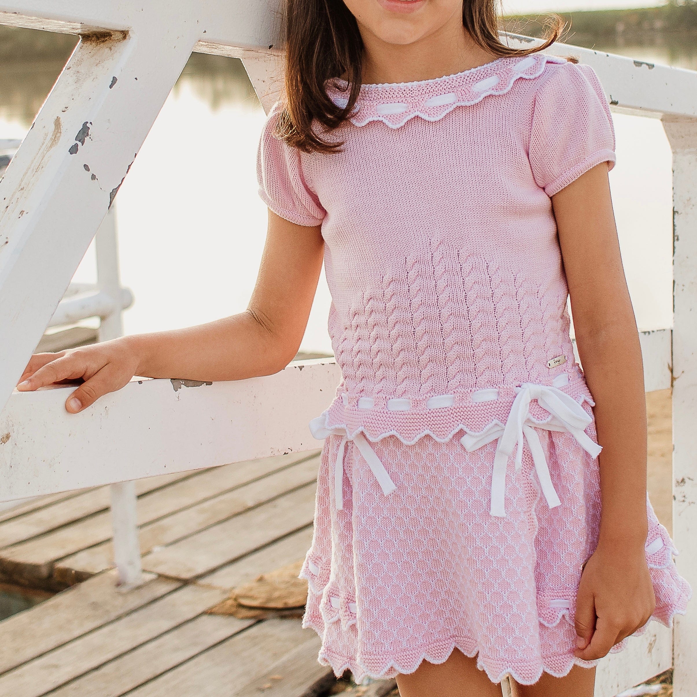 RAHIGO - Five Piece Skirt Set With Pink Tulle Bow - Blue main image 0