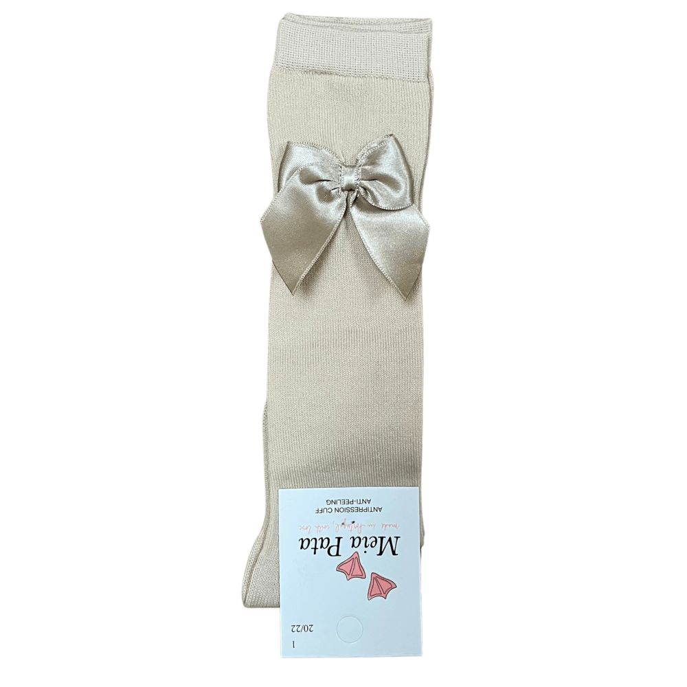 MEIA PATA - Over Knee Bow Sock - Champagne