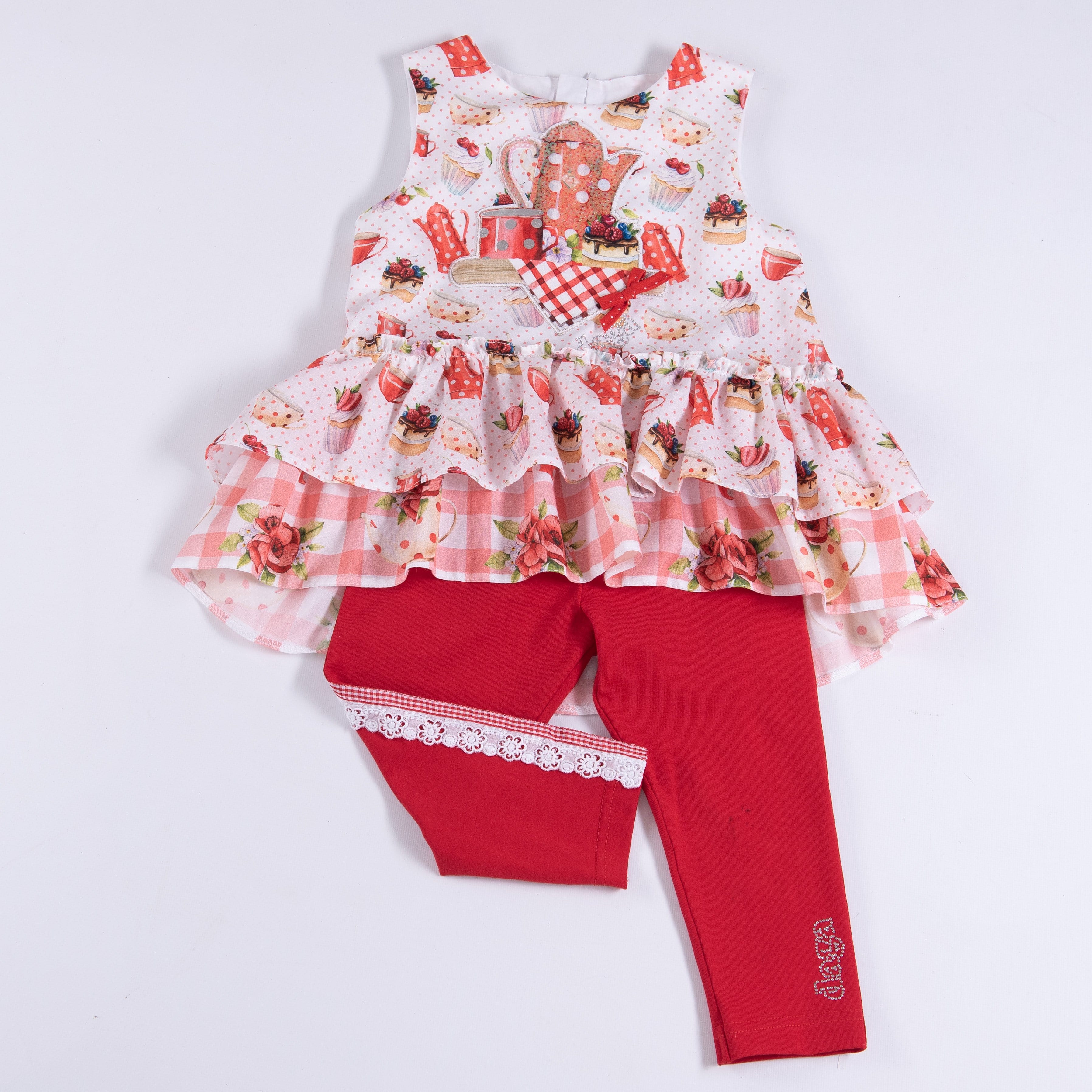 Daga - Tea Party Legging Set - Red
