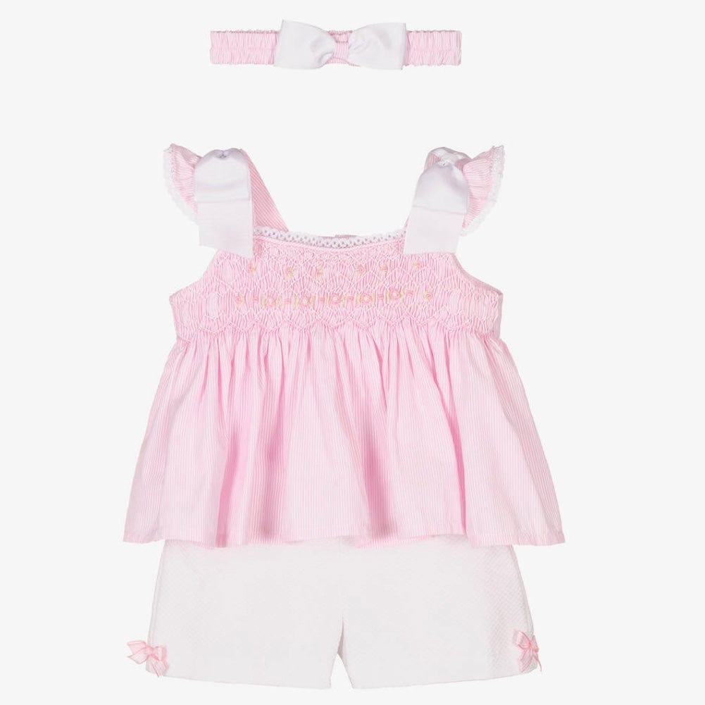 PRETTY ORIGINALS - Smock Short Set & Hairband - Pink