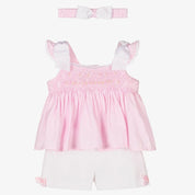 PRETTY ORIGINALS - Smock Short Set & Hairband - Pink