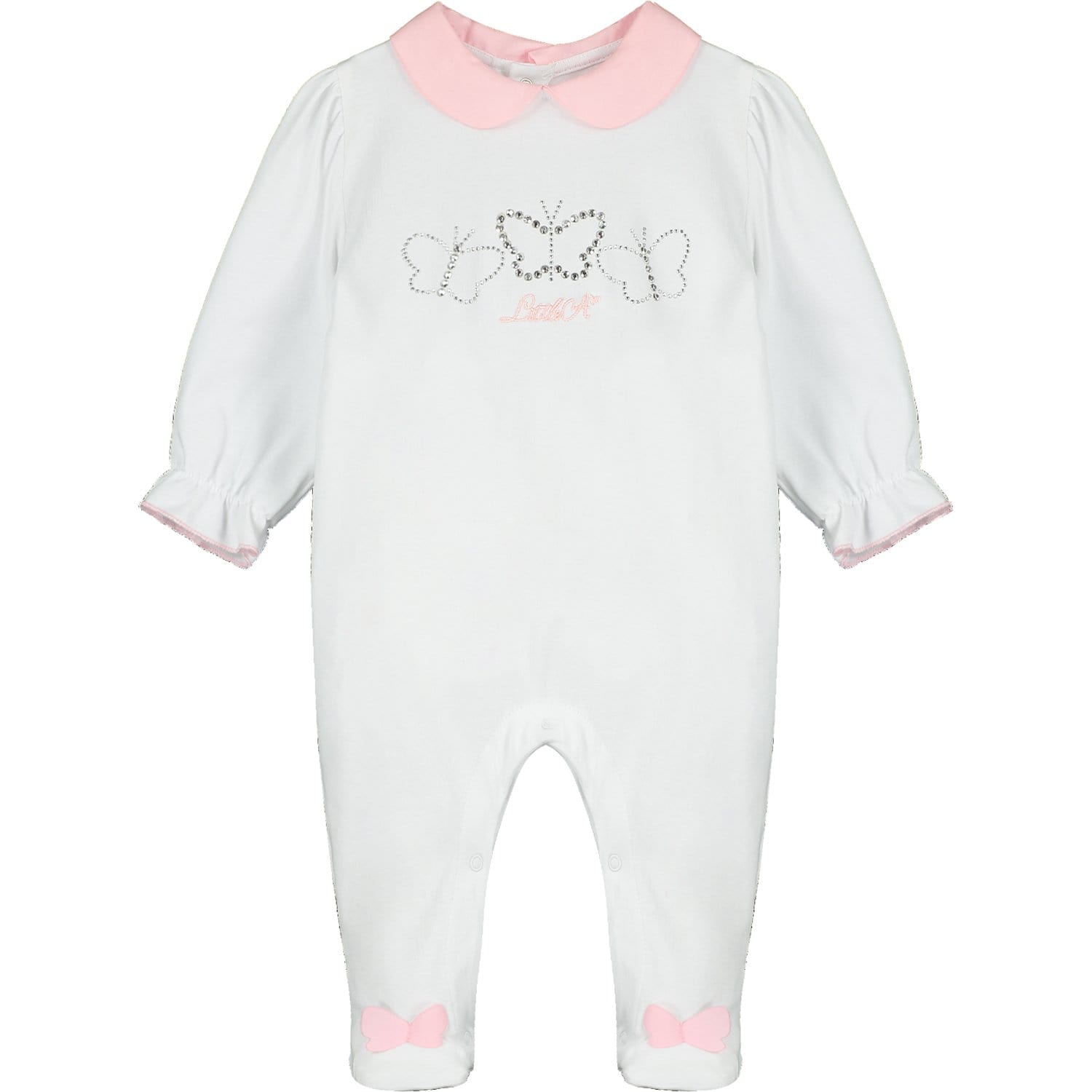 LITTLE A - Dana Diamanté Baby Grow - White