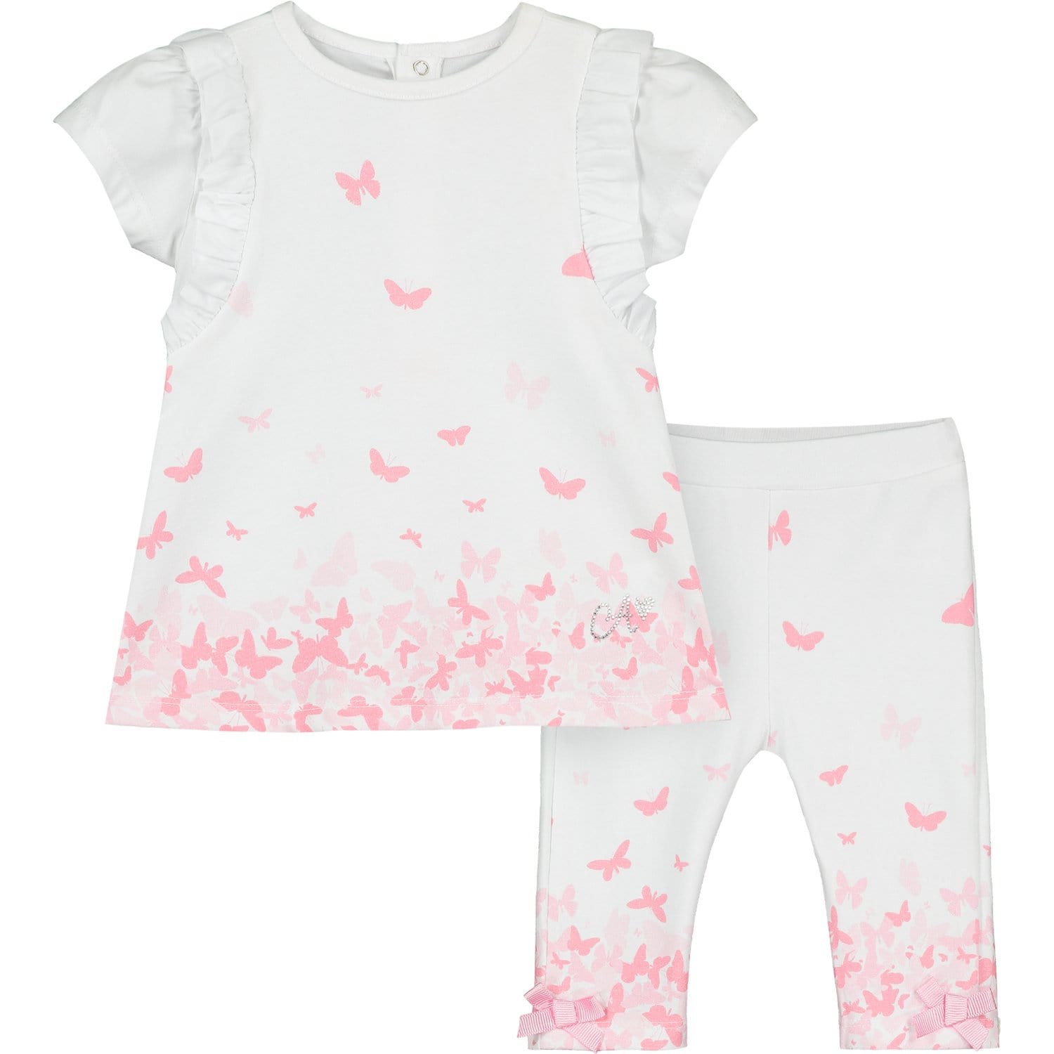 LITTLE A - Davina Butterfly Print Leggings Set - White