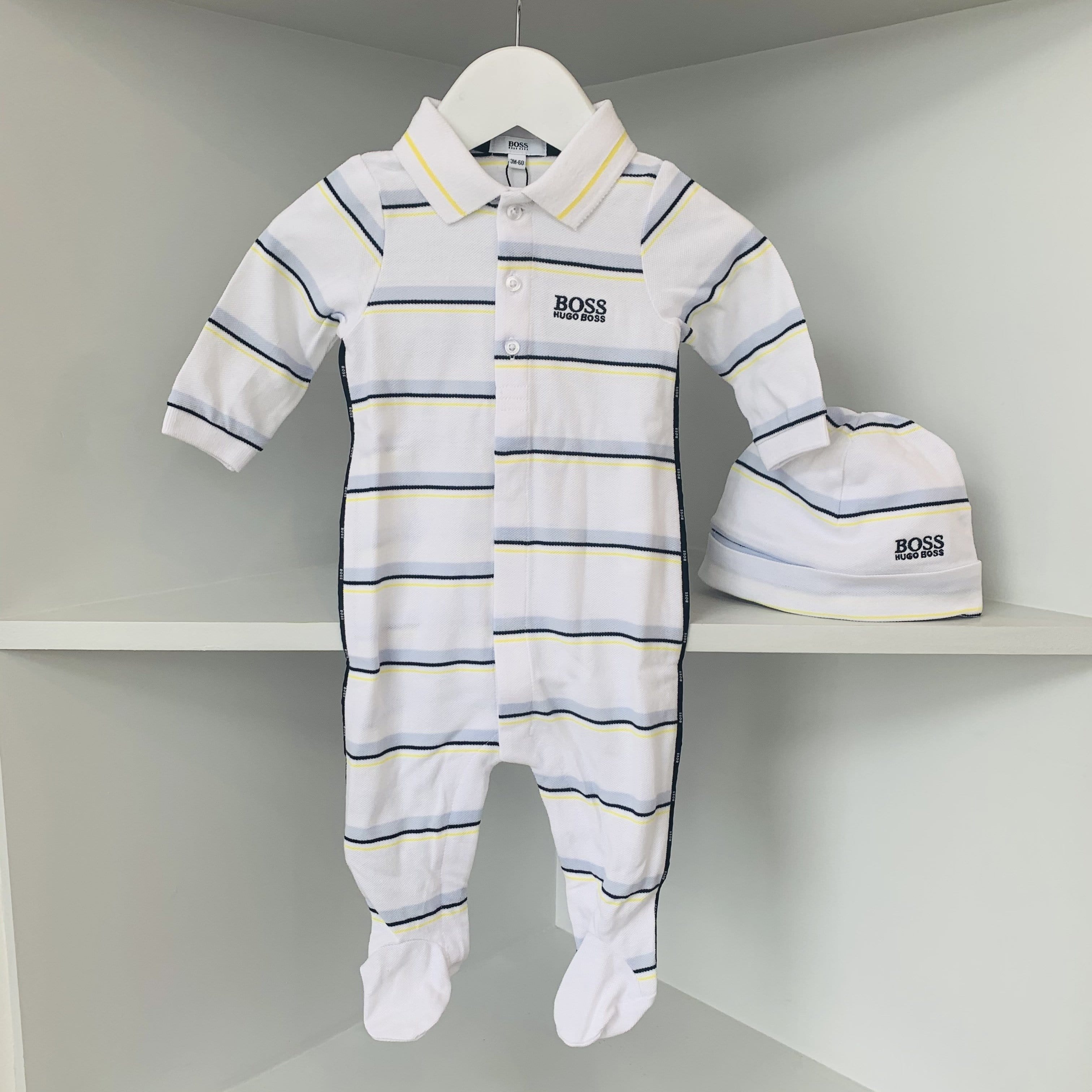 HUGO BOSS - Stripe Babygrow - White