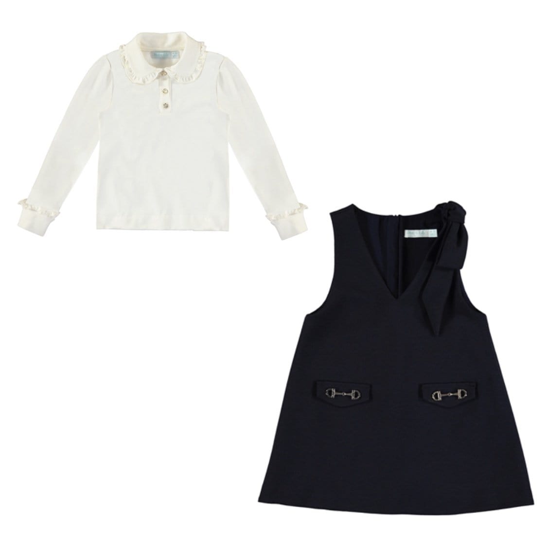 ABEL & LULA - Twiggy Style Pinafore Set - Navy