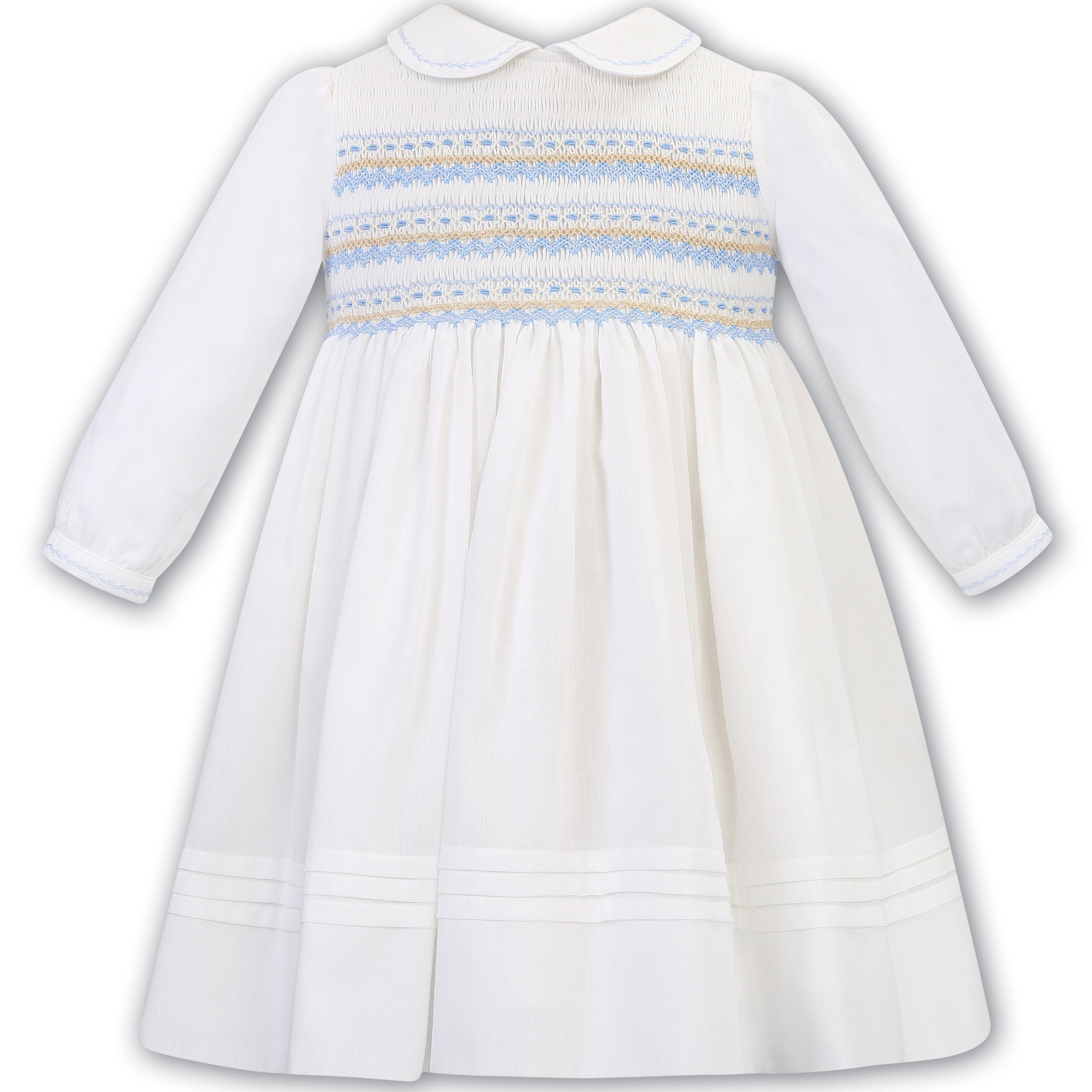 SARAH LOUISE -  Peter Pan Collar  Sleeve less Smock Dress - Blue