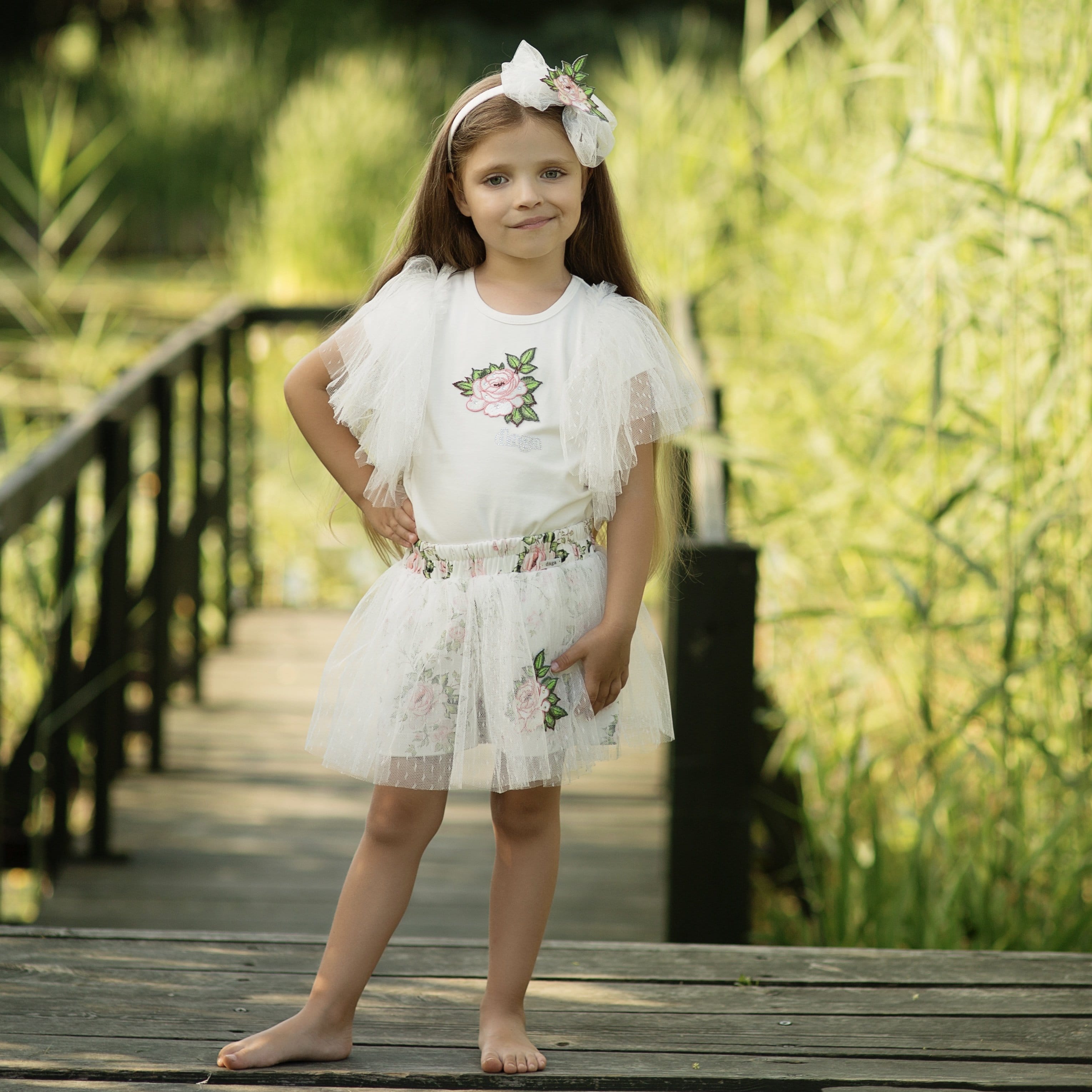 Daga - Rose  Tulle Short Set - White