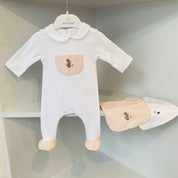 LARANJINA - Rabbit Babygrow & Bib- Peach
