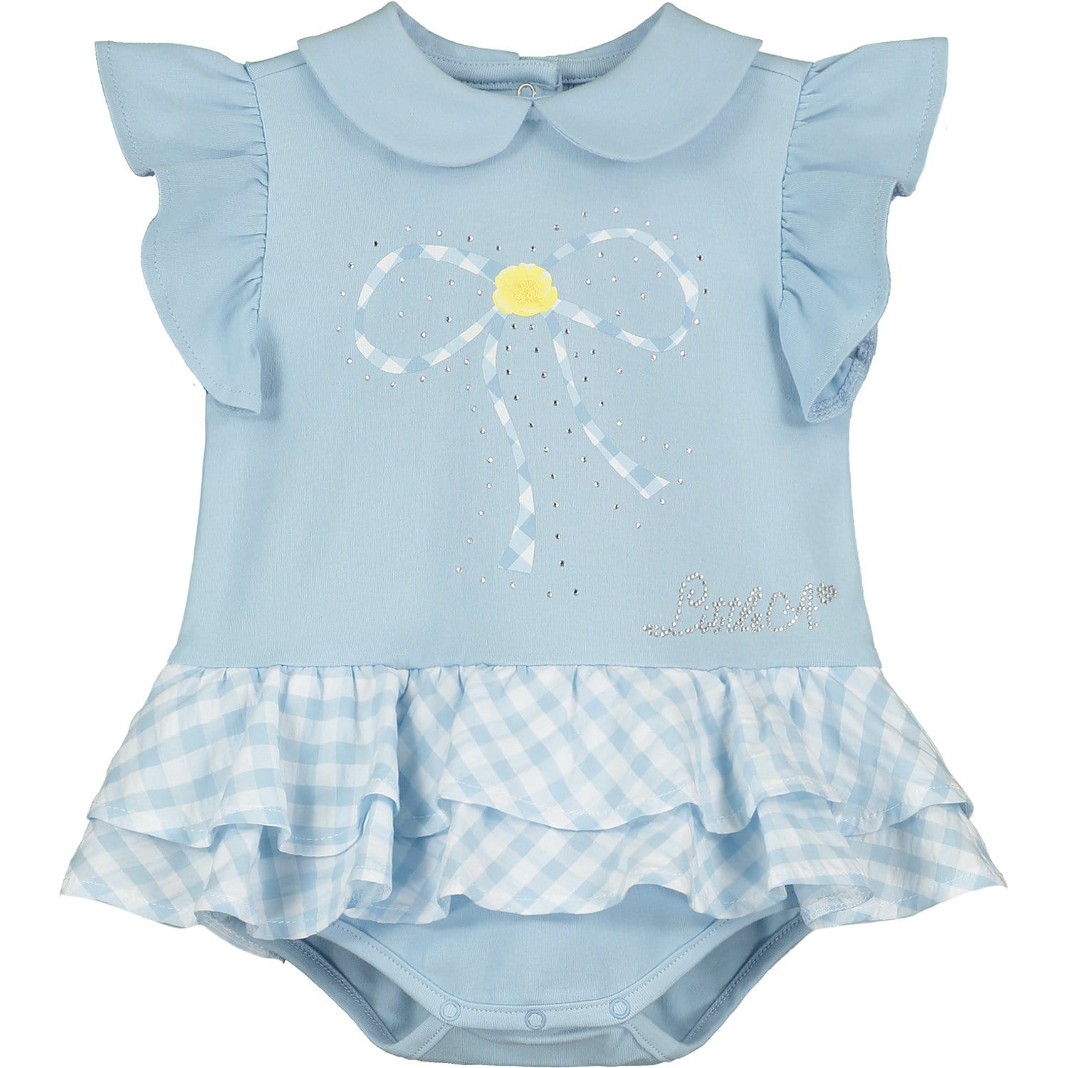 LITTLE A - Carmen Bow Romper - Light Blue