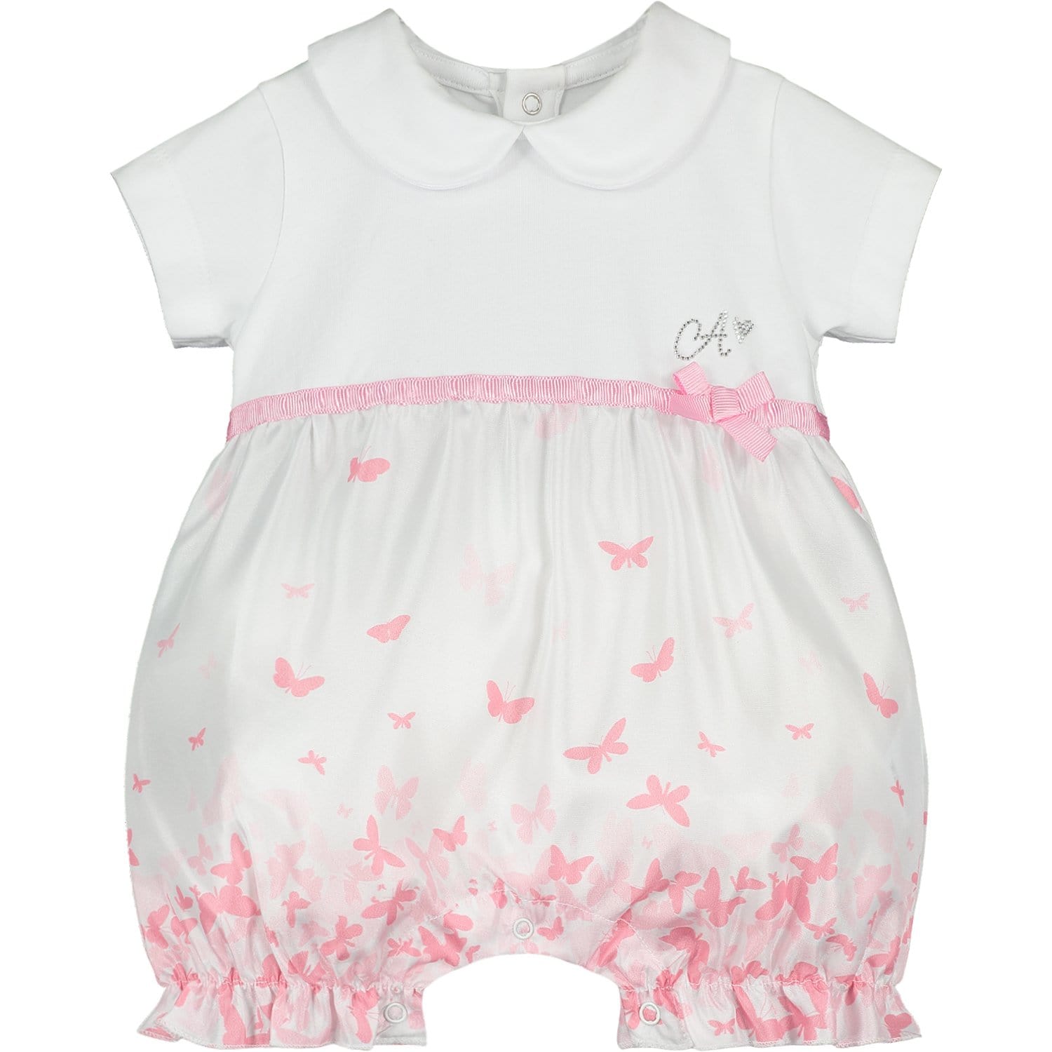 LITTLE A - Daniella Butterfly Print Romper - White