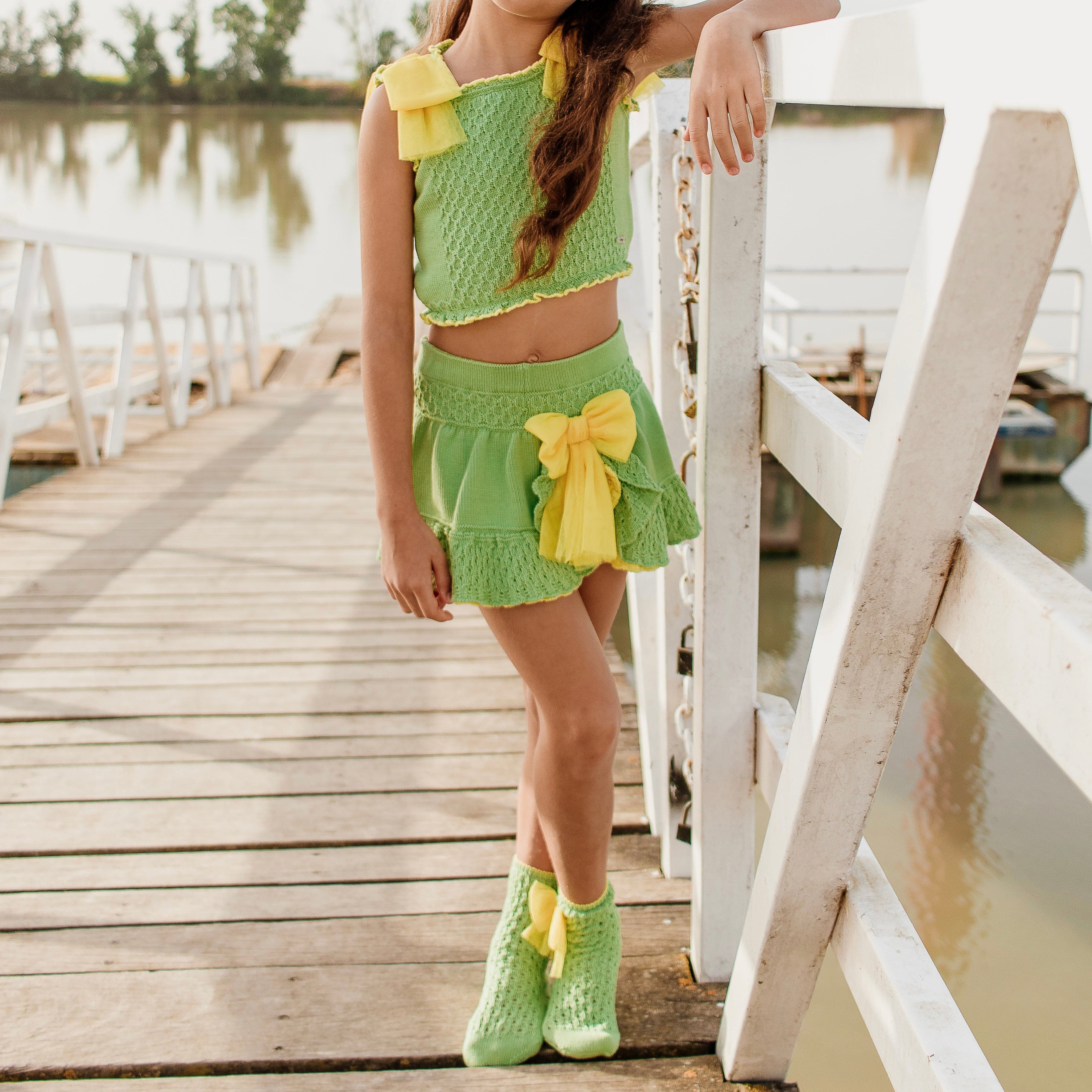 Rahigo - Three Piece Cropped Short Set -  Green