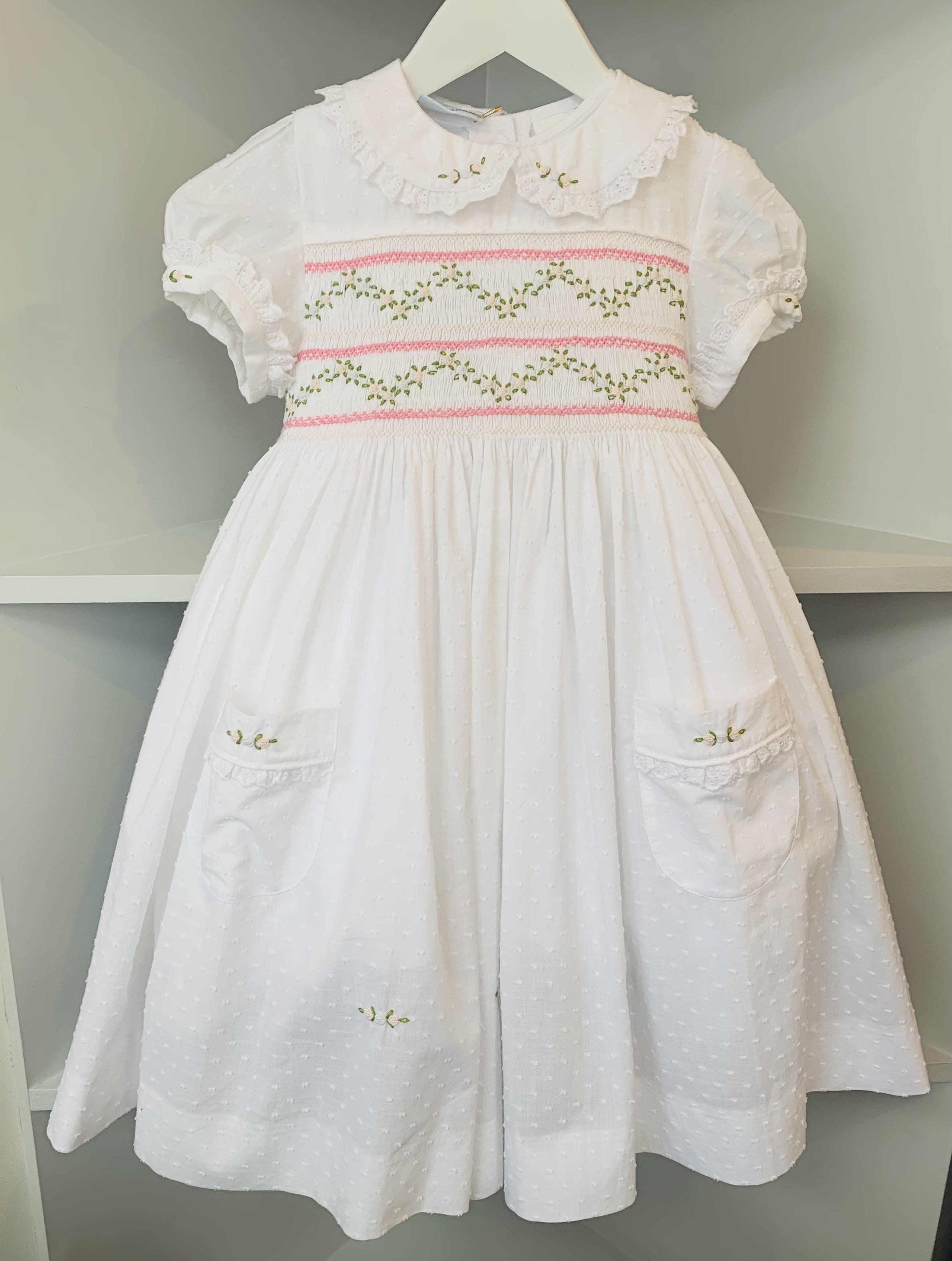 ANNAIFE - Exclusive Swiss Dot Garland Smock Dress