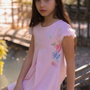 LAPIN HOUSE - A Line Ruffle Sleeve Dress - Pink